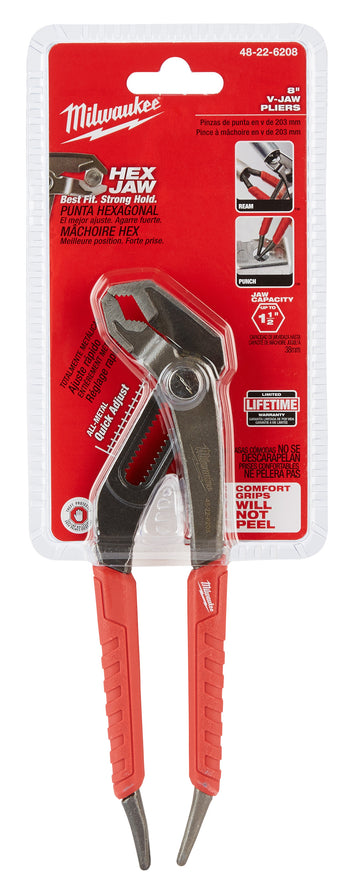 Milwaukee 48-22-6208 8" Hex-Jaw Quick Adjust Pliers All Metal Ream and Punch