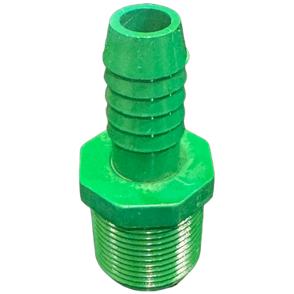 1/2" Barb x 3/4" MNPT PVC Insert Reducer Adapter Fitting for Poly Irrigation Sprinkler Pipe Green