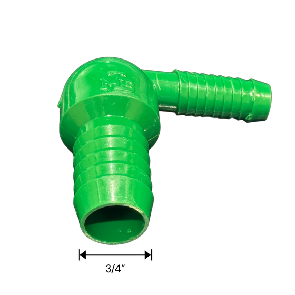 3/8" Barb x 3/4" Barb PVC Reducer Elbow Fitting for Poly Irrigation Sprinkler Pipe Green