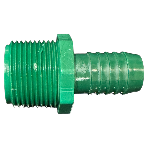 3/4" Barb x 1" MNPT PVC Insert Reducer Adapter Fitting for Poly Irrigation Sprinkler Pipe Green