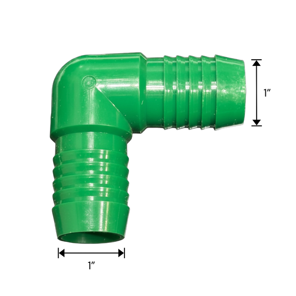 1" Barb PVC Elbow Fitting for Poly Irrigation Sprinkler Pipe Green