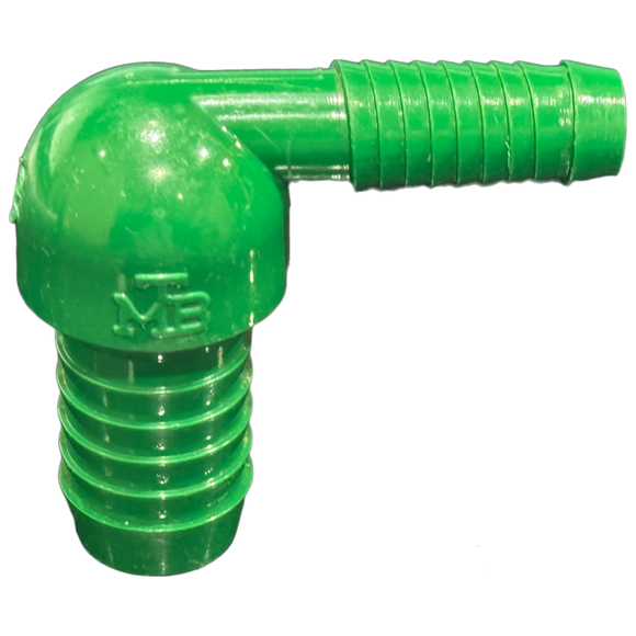 3/8" Barb x 3/4" Barb PVC Reducer Elbow Fitting for Poly Irrigation Sprinkler Pipe Green