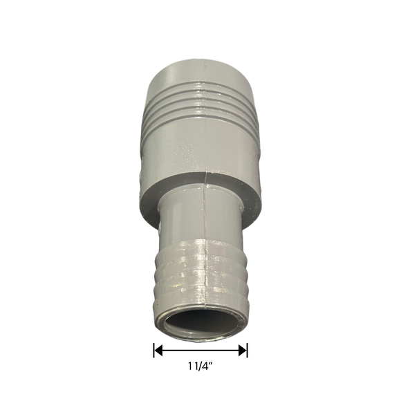 1 1/4" Barb x 2" Barb PVC Insert Fitting Reducer Adapter for Poly Irrigation Sprinkler Pipe Light Gray