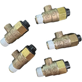 5-Pack 1/4" Male x 1/4" Female Test Cocks for Backflow PVB, DCA, RPZ