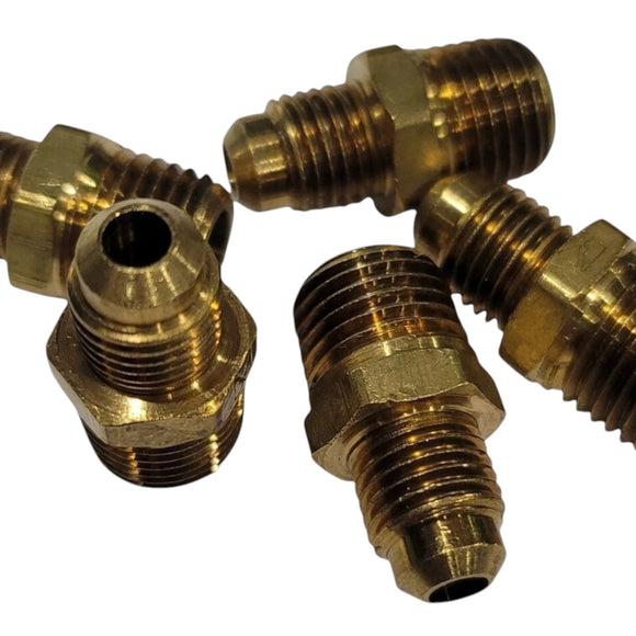 5-Pack Brass Backflow Test Port 1/4" Male NPT x 1/4" Flare (PVB) Adapters