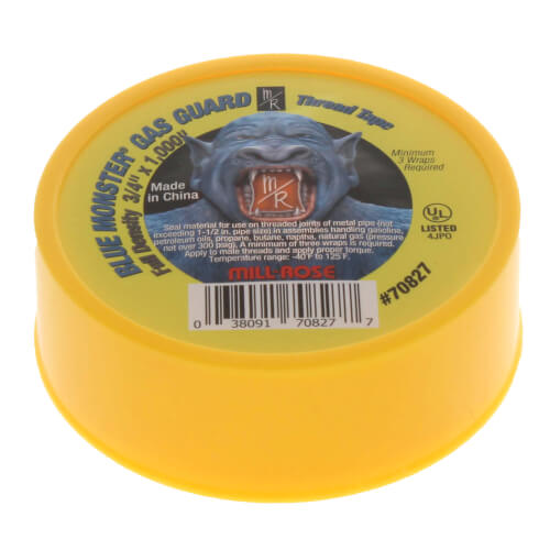 Blue Monster Gas Guard PTFE Yellow Thread Tape - 3/4" x 1,000"