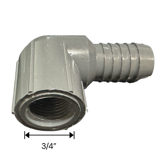3/4" Barb x 3/4" FNPT PVC Elbow Fitting for Poly Irrigation Sprinkler Pipe Dark Gray