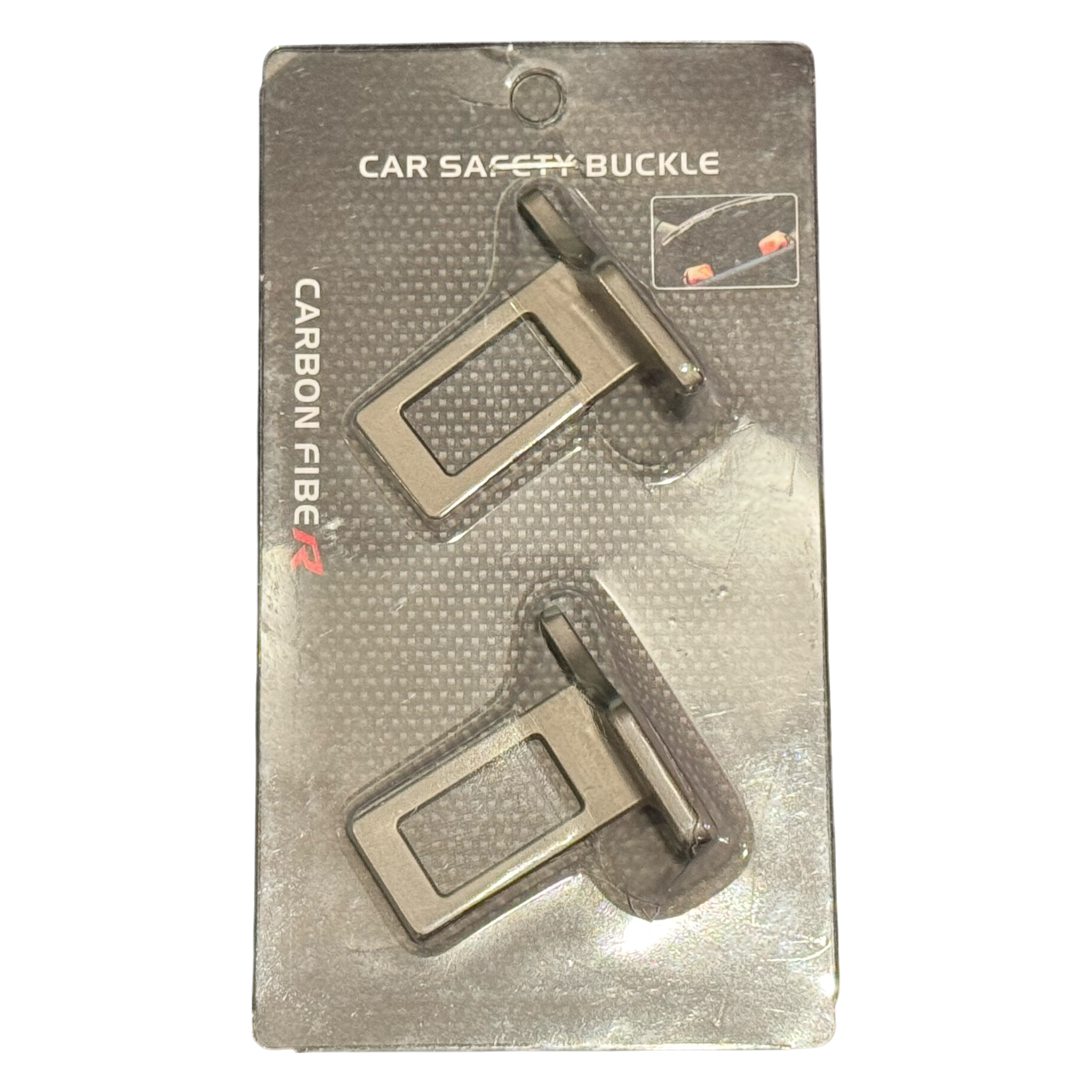 Carbon Fiber Seat Belt Buckle Alarm Silencer Beep Stopper | Pack of 2 Clips