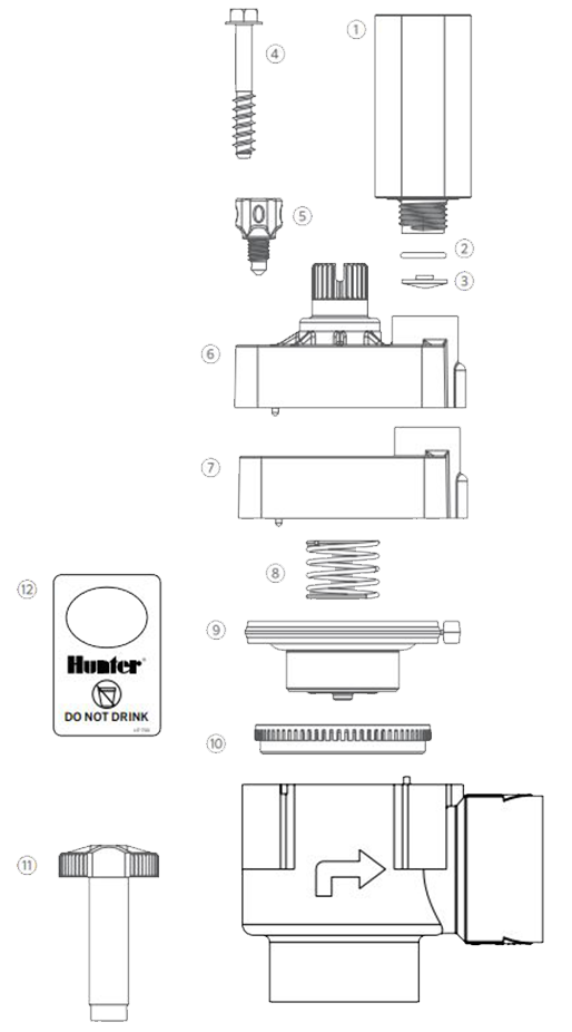 Hunter PGV100A Angle Valve, 1" FNPT Pro Plastic 150-1000 kPa, No Flow Control