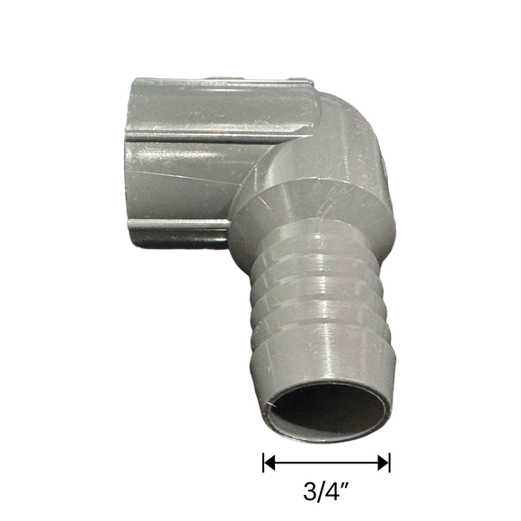3/4" Barb x 3/4" FNPT PVC Elbow Fitting for Poly Irrigation Sprinkler Pipe Dark Gray