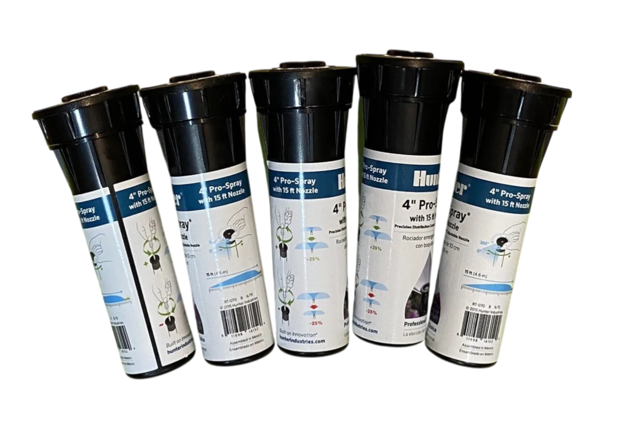 (5) Hunter 4" Pro-Spray with 15 ft Nozzle - Lawn Sprinkler 15A Nozzle 0 to 360