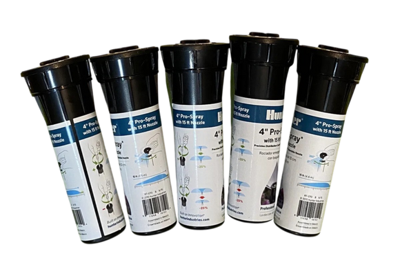 (5) Hunter 4" Pro-Spray with 15 ft Nozzle - Lawn Sprinkler 15A Nozzle 0 to 360