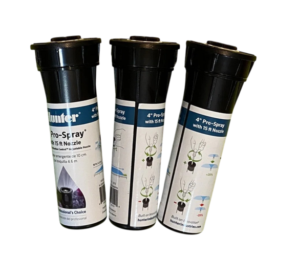 (3) Hunter 4" Pro-Spray with 15 ft Nozzle - Lawn Sprinkler 15A Nozzle Sprinkler