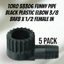 Toro 53306 Funny Pipe Black Plastic Elbow 3/8 Barb x 1/2 Female in (5pack)-1