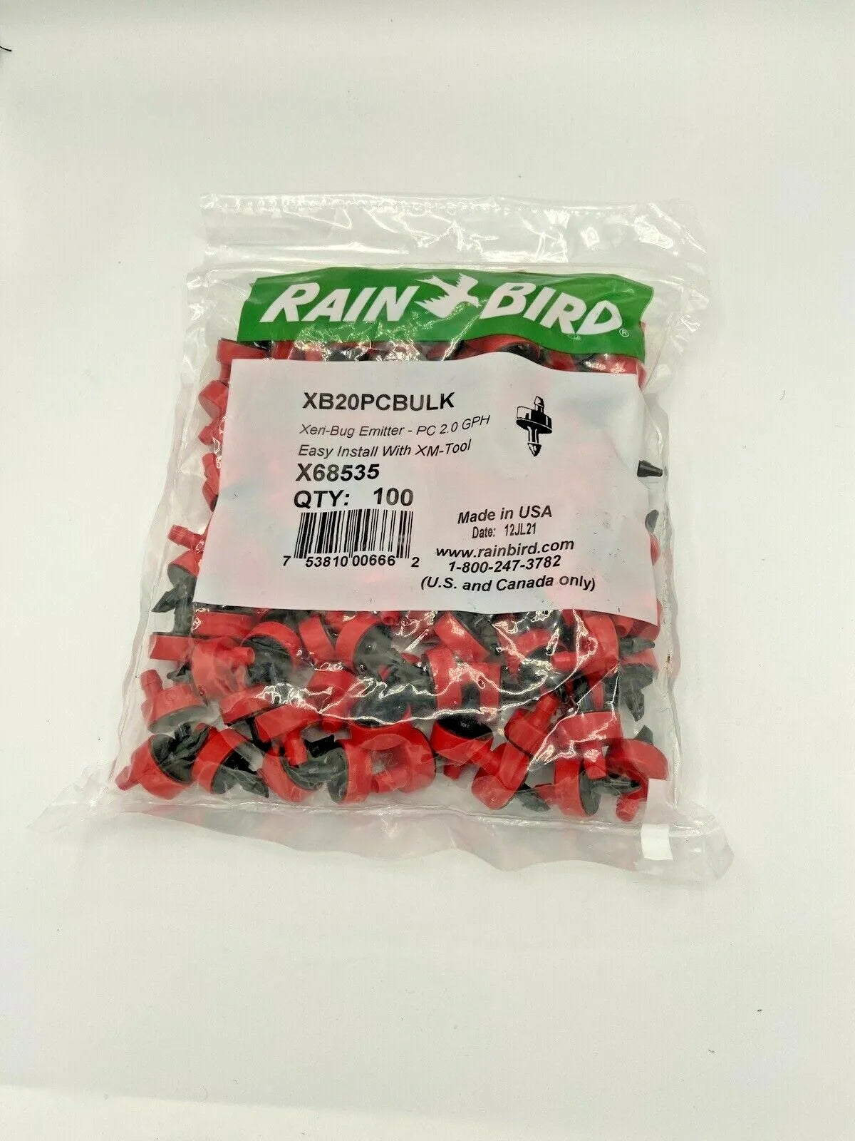 Rain Bird - Drip Irrigation Spot - Dripper/Emitter 100 Count bag .5 1 2 GPH Barb