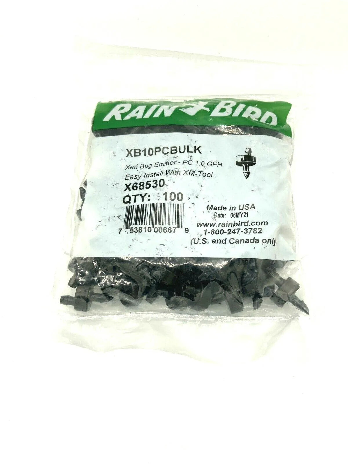 Rain Bird - Drip Irrigation Spot - Dripper/Emitter 100 Count bag .5 1 2 GPH Barb