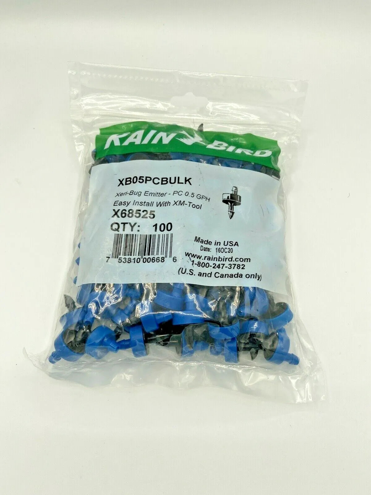 Rain Bird - Drip Irrigation Spot - Dripper/Emitter 100 Count bag .5 1 2 GPH Barb