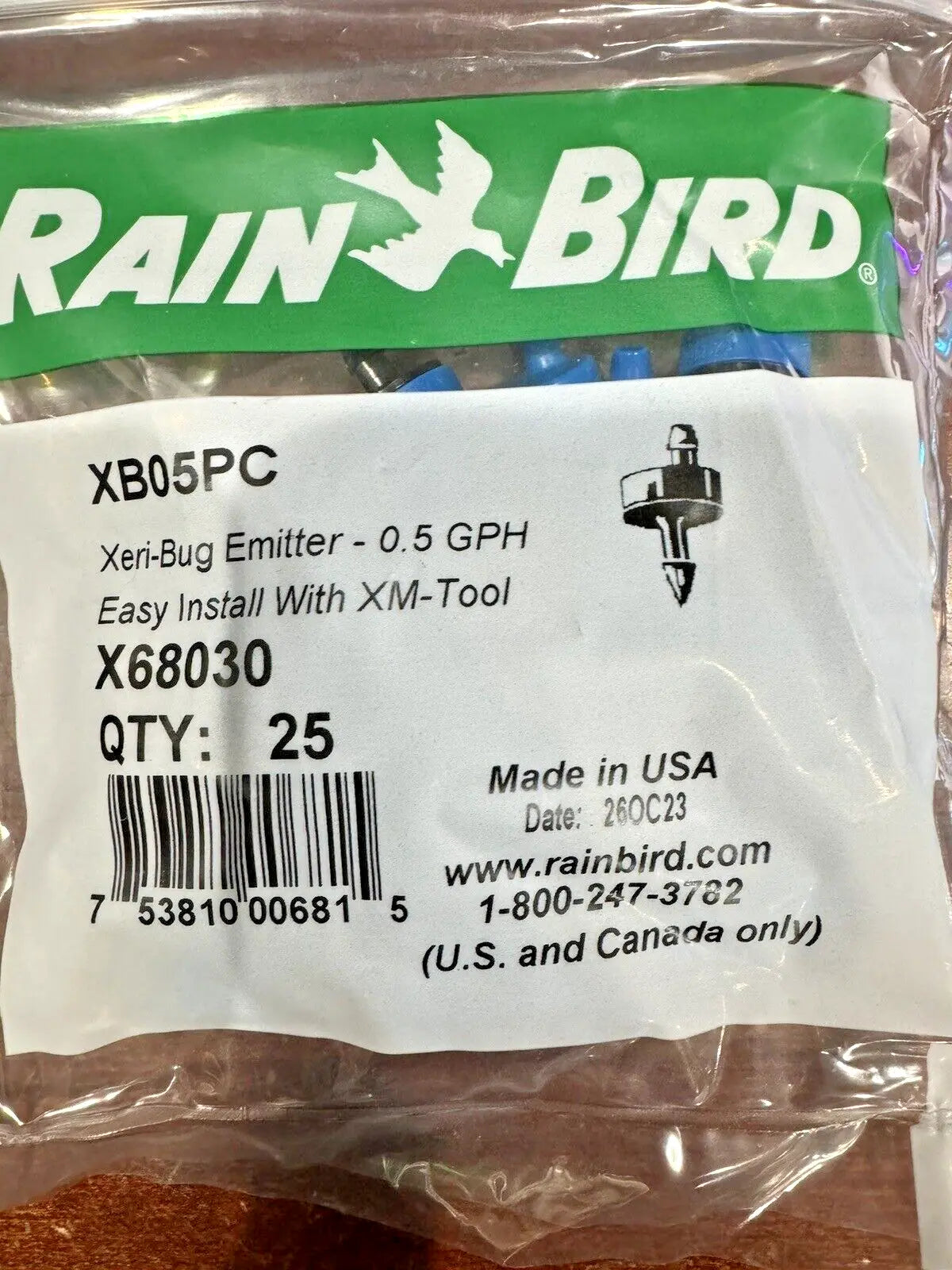 Rain Bird SW05-10PS 0.5 GPH Emitters, (1/2) Gallon Per Hour, 25 PACK Drip Irriga