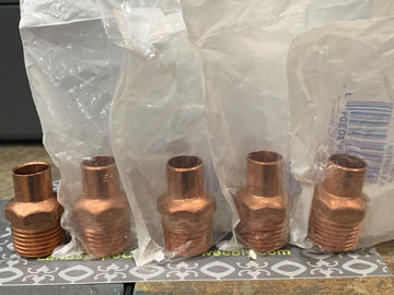 EPC 104R 3/8” x 1/2” NPT  copper Male Adapter plumbing (5pck) - 0