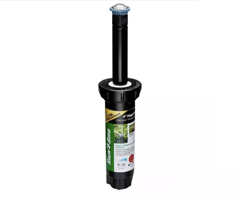 RainBird 4” High Efficiency Sprinkler - 8’-14’ Distance - Pressure Regulating