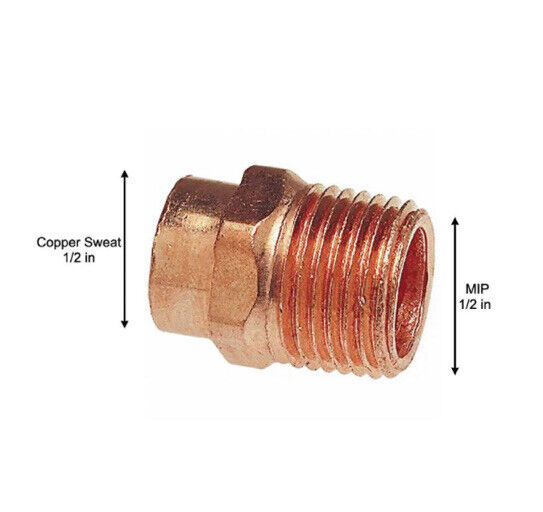 Elkhart Corporation - Copper Male Adapter - 1/2" Copper Fitting - 1,3, & 5 Pack