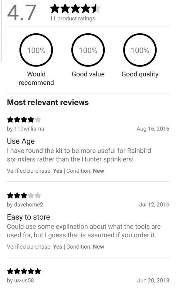 Sprinkler Tool Pack MPTOOL Rainbird Rotor Nozzle Adjusting Arc Radius PGP PGH