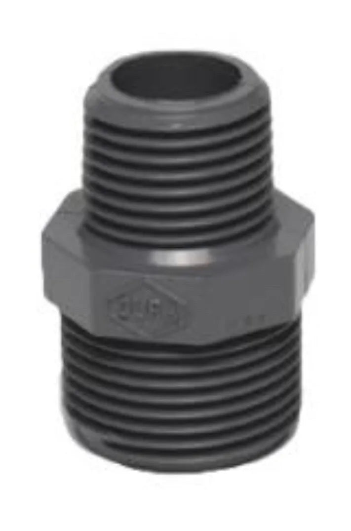 PVC Reducing Nipple NPT Size: 1” X 3/4” Dura Fitting Irrigation Plumbing Connect