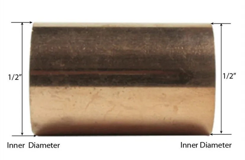 1" Copper No Stop Coupling Fitting - Stop Sweat/Solder - 1,3,5 Pack