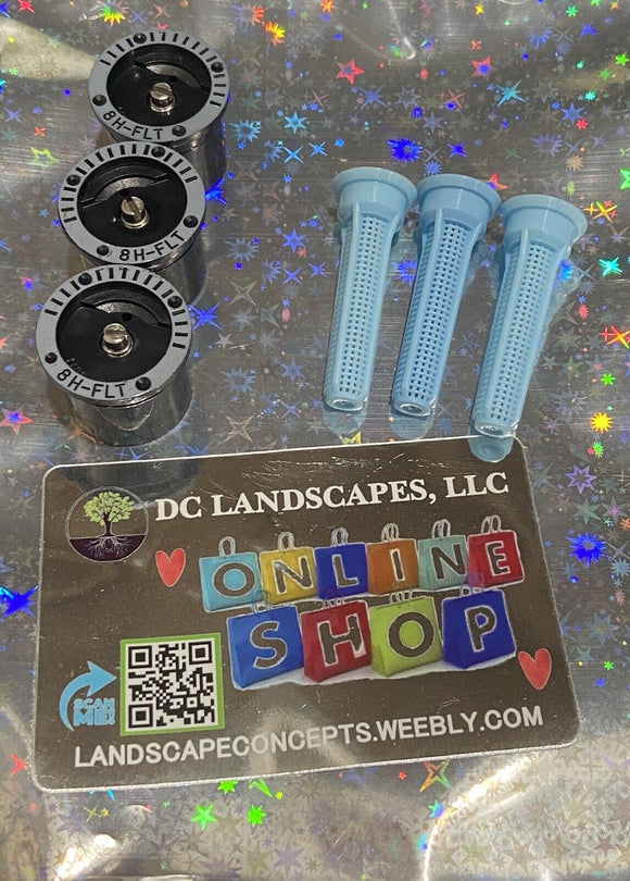 8 Flat - Rainbird Nozzles - 3 Pack of 8' - Select 8Q FLT, 8H FLT w Filter Screen