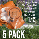 5X Orange Rain Bird Sprinkler Head Easy Fit Universal Flush Cap, Fits All 1/2"-2