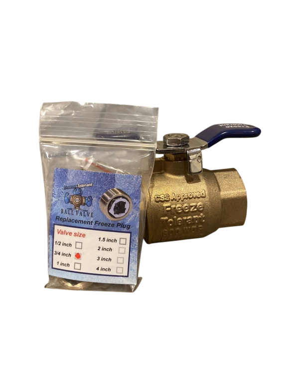 Sprinkler 3/4 " Ball Valve w Freeze Tolerant Plug 3/4" - Repair Valve - DIY Kit