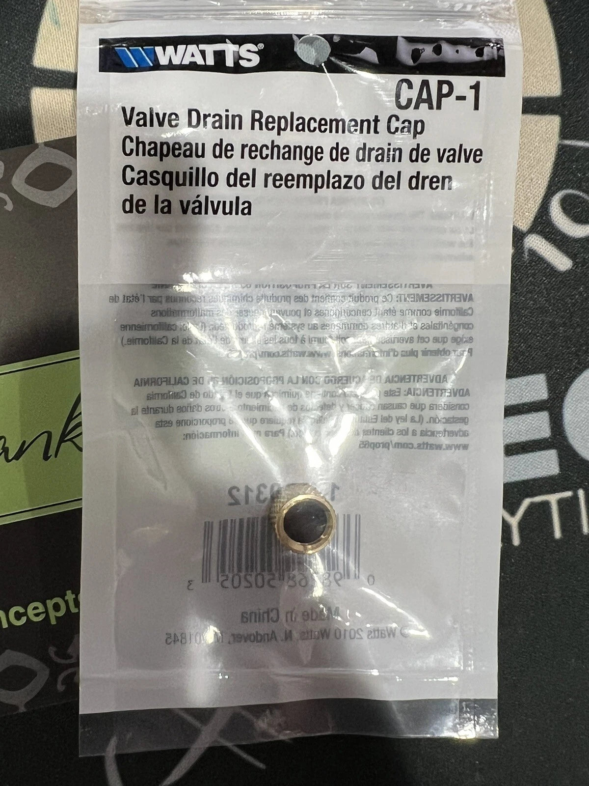 Watts Valve Drain Replacement Caps for Drainable Ball & Gate Valves - Brass with Rubber