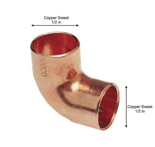 NIBCO 1/2 in. Wrot Copper 90-Degree Cup x Cup Elbow Fitting 1,3,5, or 10 Pack - 0