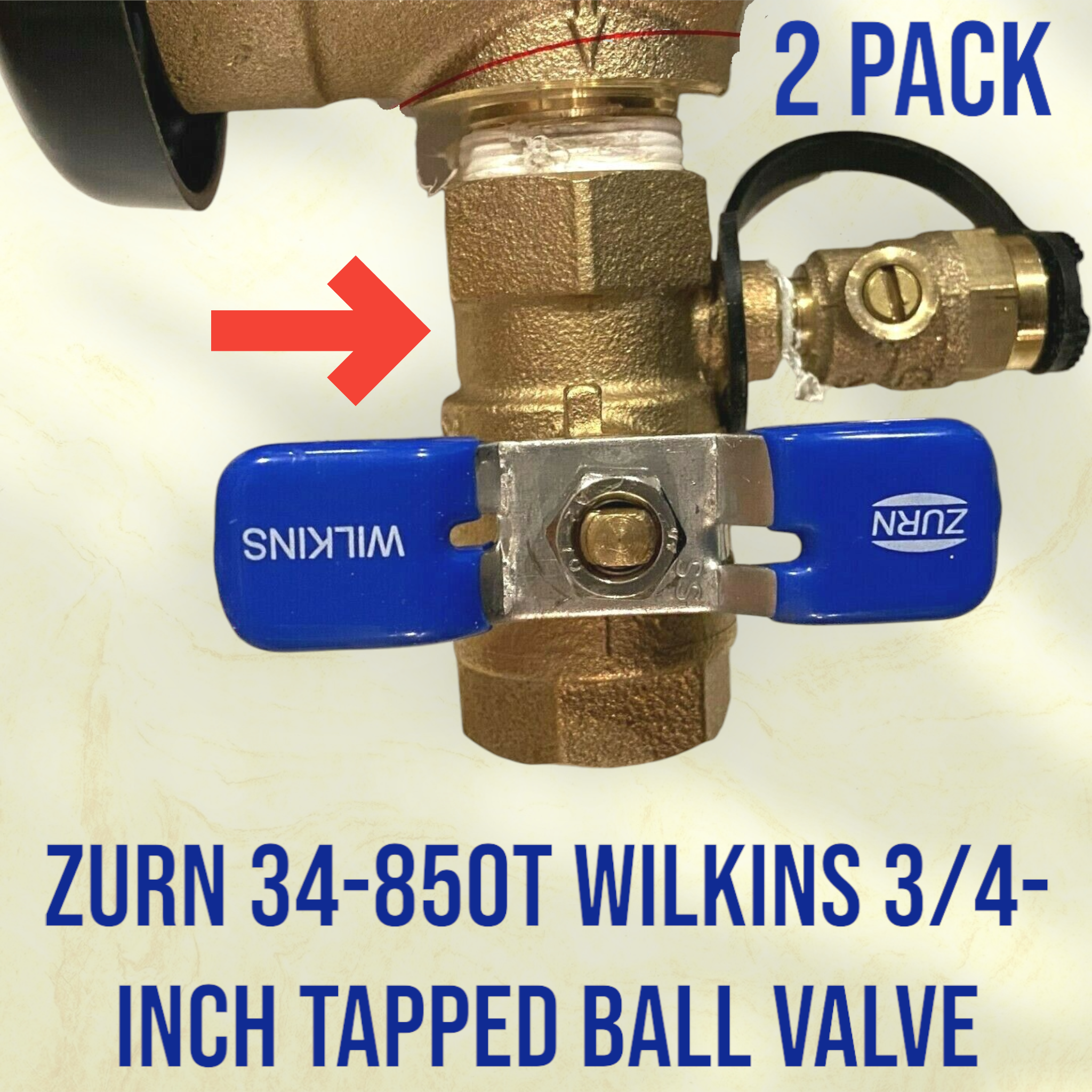 Zurn 34-850T Wilkins 3/4-Inch Tapped Ball Valve Geninune OEM Repair - Pack of 2