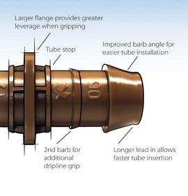25 Rain Bird XFFTEE 17mm x 17mm Barbed Tee Dripline Adapter Fittings Drip X36373 - 0