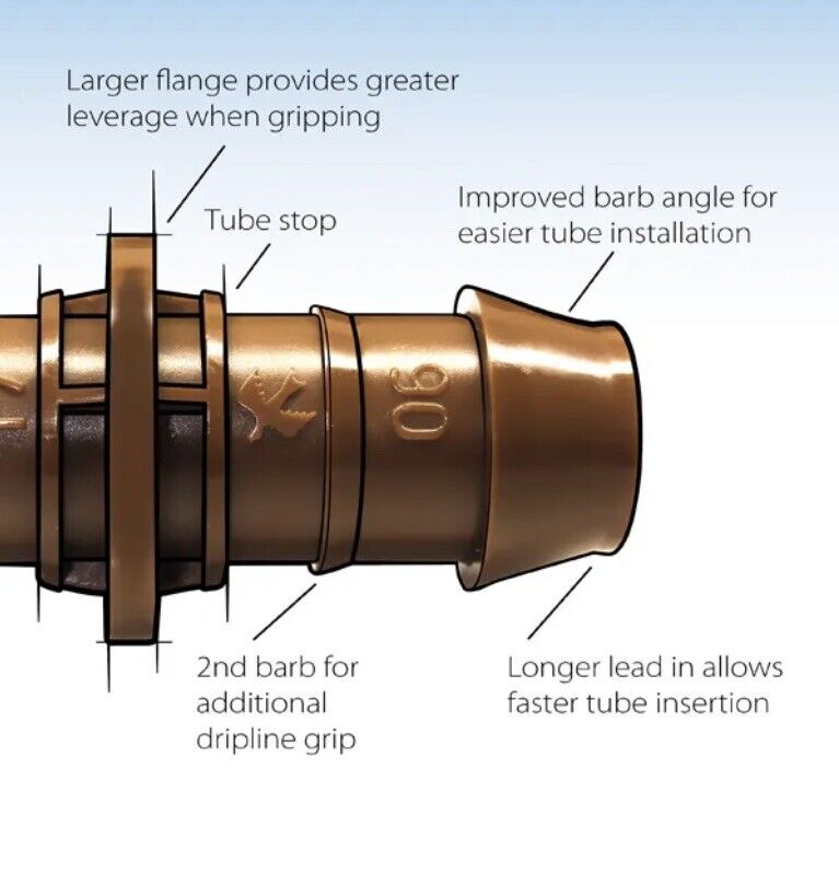 25 Rain Bird XFFTEE 17mm x 17mm Barbed Tee Dripline Adapter Fittings Drip X36373
