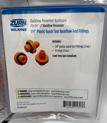 Plastic Quick Test Fittings,1/4 to 2 In. ZURN WILKINS RK14-QTP Backflow PVB Pro