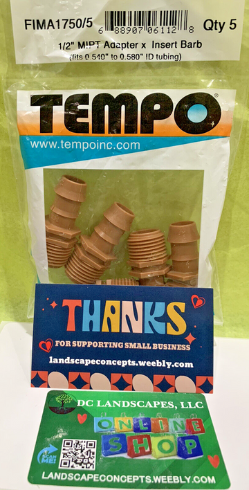 Pack of 10 Tempo FIMA1750 1/2” MIPT Adapter x 17 mm Insert Barb Drip Irrigation - 0