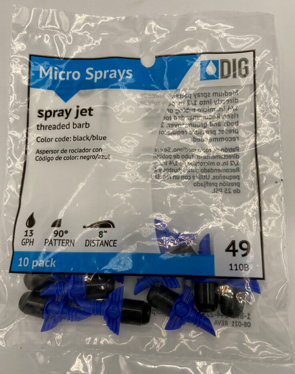 DIG 110B 90 Degree Drip Spray Jet (10 Pack), Black/Blue