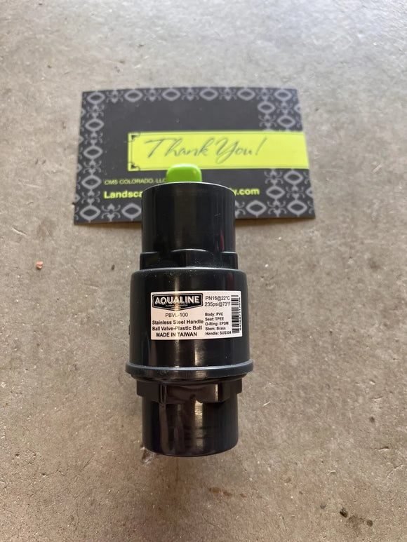 1” Inch Gray Plastic PVBL-100 Threaded FIP PVC Ball Valve Brass Stem Irrigation