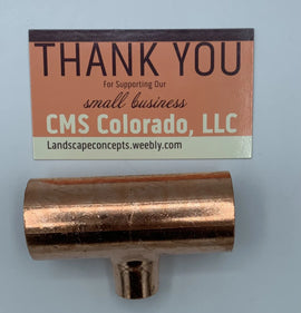 1" x 1" x 1/2" NOM C Copper Reducing Tee Sweat Fitting 1 x 1 x 1/2 Inch