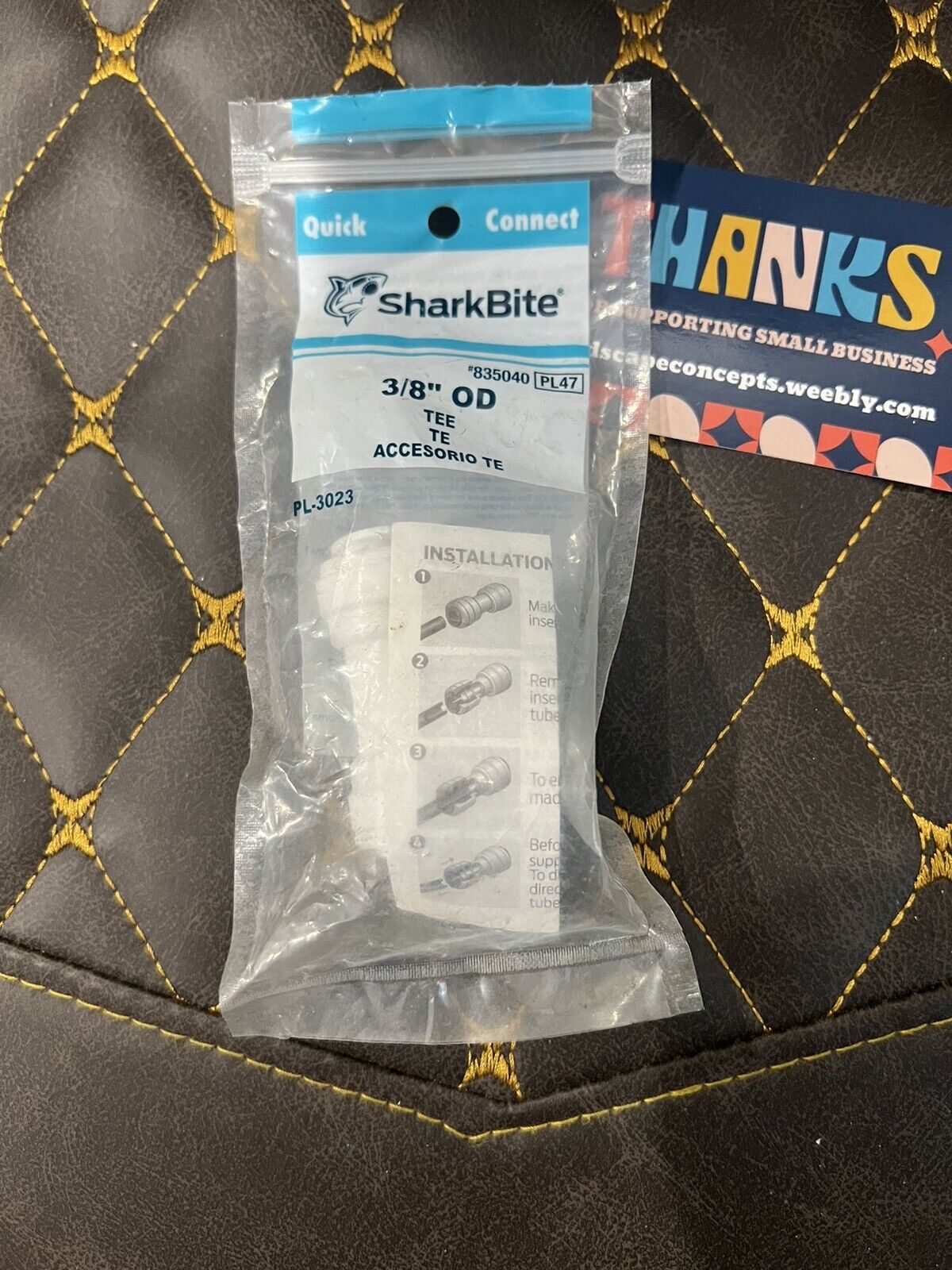 SharkBite 25646 White Quick Connect Plastic Tee 3/8 OD.  push to insert