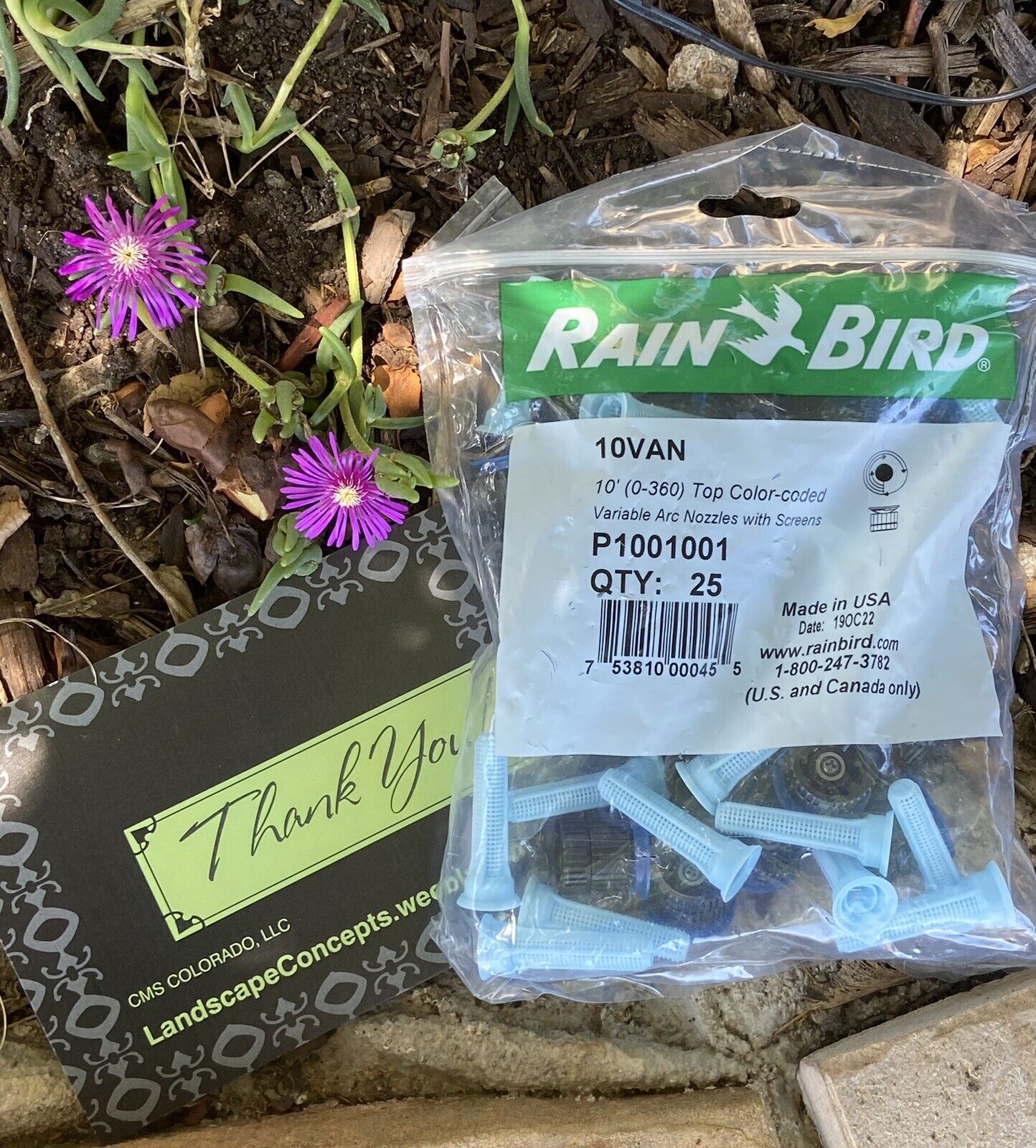 25 Pack - New Rain Bird 10VAN Nozzles with Filters - OEM - 10' w 0 to 360 Degree