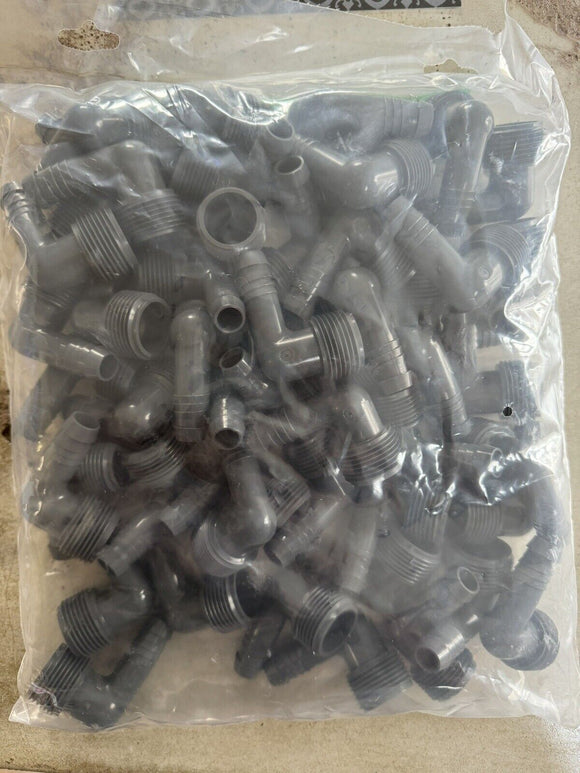 50X Rain Bird 3/4" MNPT x 1/2" Male NPT Spiral Barb Elbow SBE075 PVC Insert