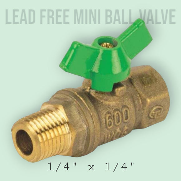 1/4" Female x Male NPT Lead Free Mini Ball Valve T HANDLE Full Port, 600 WOG