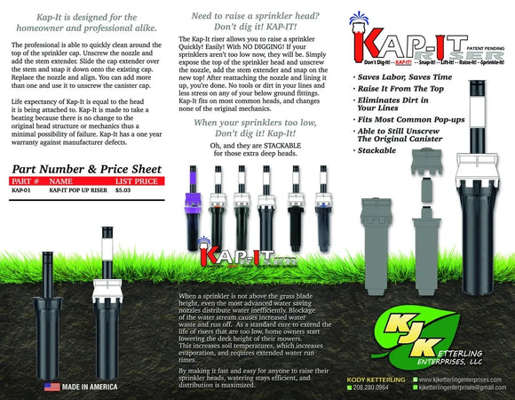 Kap-It KAP-10 1.5" Head & Nozzle Extender Pop-Up Sprinkler Riser 10-Pack