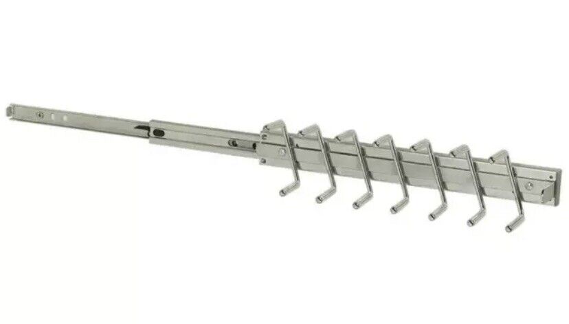 Style+ 14 Hook Satin Nickel Sliding Tie  Belt Rack 2 in. x 1.375 in. x 12 in.