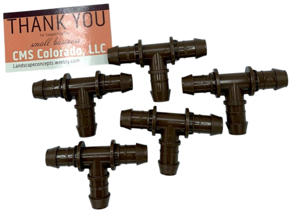 5 Pack Rain Bird 1/2 in. Insert Drip Irrigation Barbed Tee - Landscape Pro 1/2"