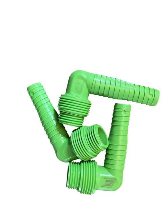 3X Universal 1/2" - 3/4” MPT x 3/8 - 1/2" Barb Irrigation 90 Deg Elbow Sprinkler