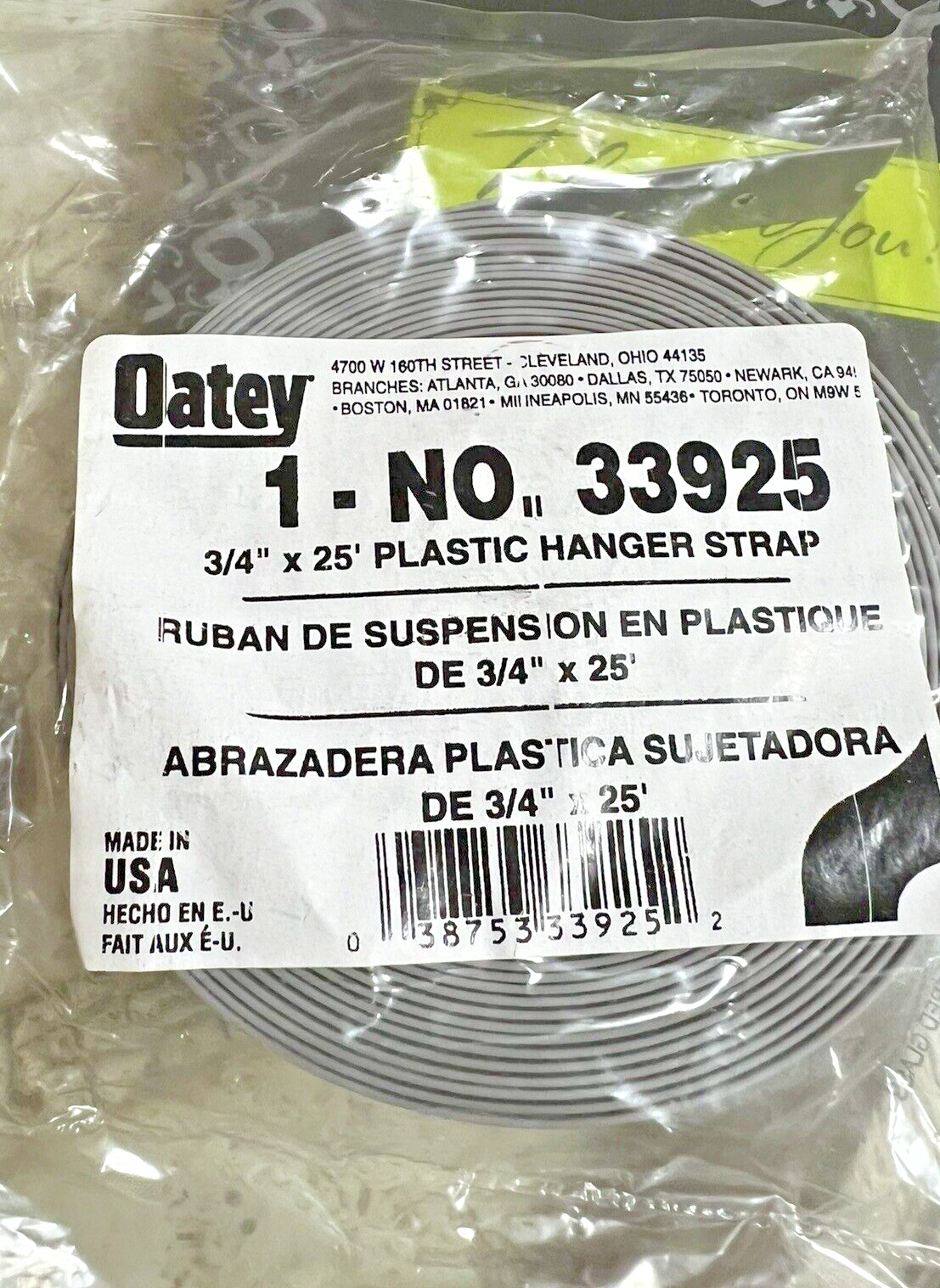 Oatey 33925 Plastic Strap, Bagged, 3/4-Inch x 25-Feet - Pro Plumbing Strapping